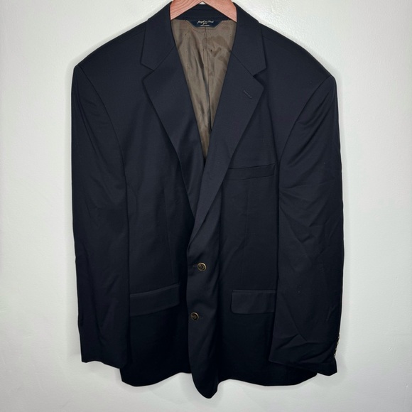 Joseph & Feiss Other - Joseph & Feiss Gold 2 Button Blazer Navy Blue 100% Wool Size 50L